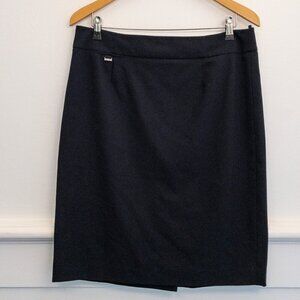 Calvin Klein Black Pencil Skirt Classic Career Office Wear Back Slit Size M